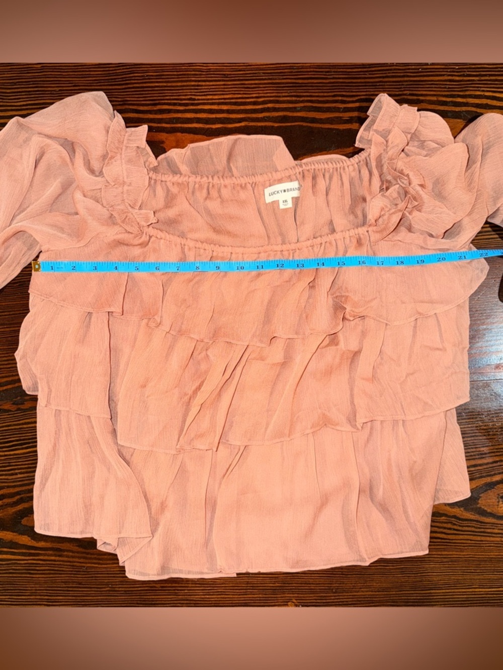 Lucky brand off-Shoulder Tiered Ruffle Blouse in Dusty Rose size 2X - Picture 6 of 10